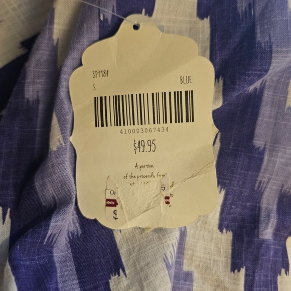 Altar'd State Purple White Zig Zag Tank Top Size S Tassel Tie Neck Frayed Hem - Picture 3 of 6